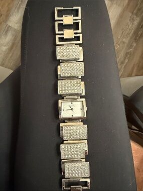 Fossil Silver Pave Crystal Link Bracelet Watch